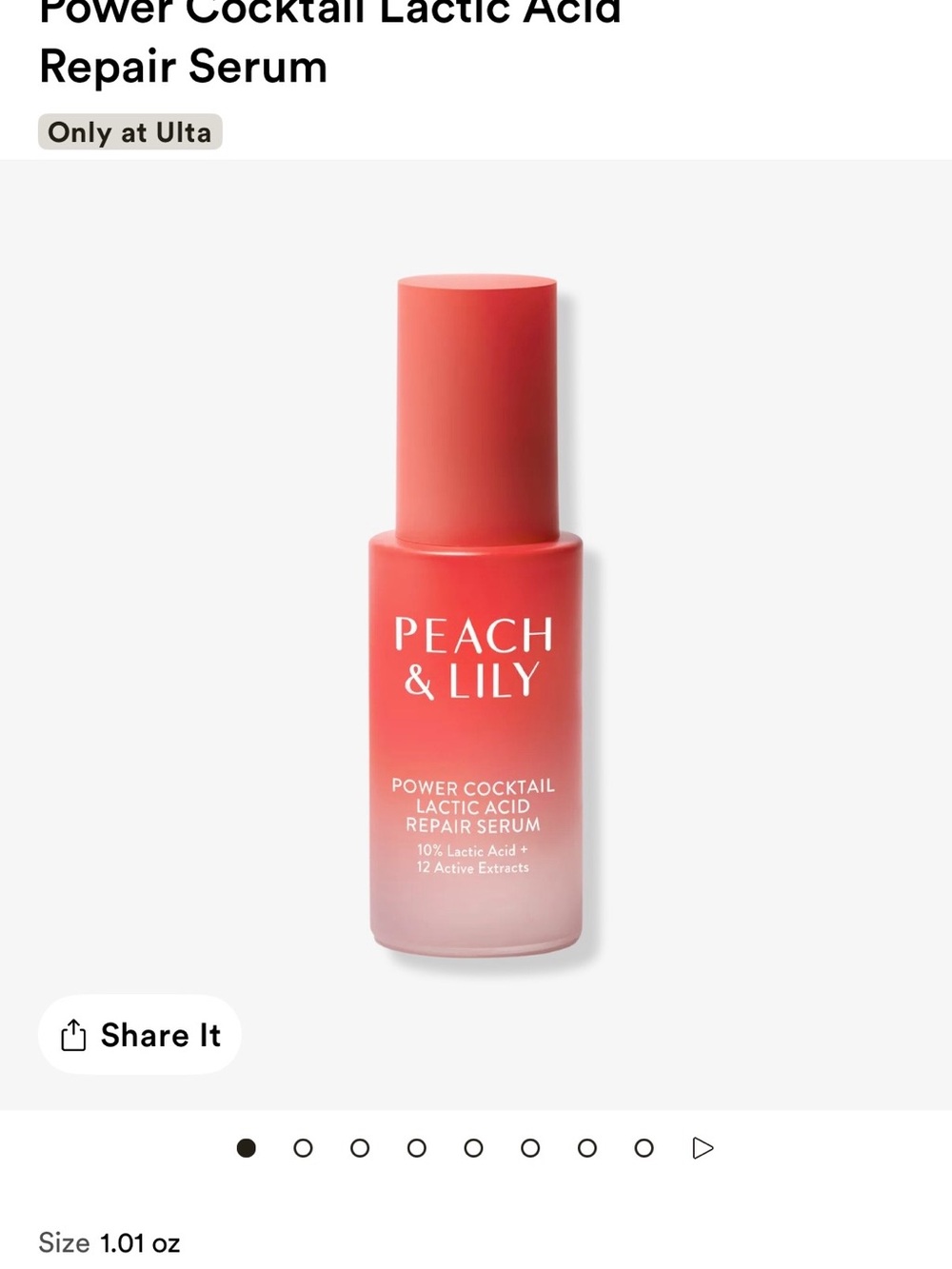 Peach & Lily Power Cocktail Lactic Acid Repair Serum — Coral Pink
